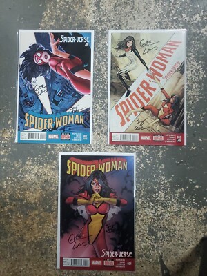 Marvel Comics Spider-Verse Spider-Woman #2-4 Signed By Greg Land And Jay Leisten