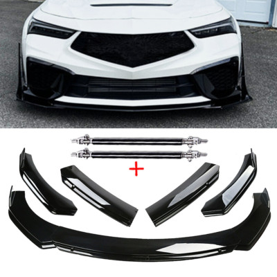 Front Bumper Lip Body Kit Spoiler Splitter Glossy Black For Acura Integra