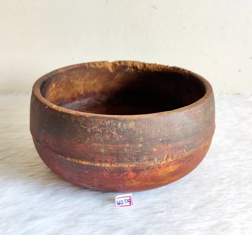 1930s Vintage Primitive Handmade Wooden JUMBO Salad Bowl Kitchenware Decor WD938