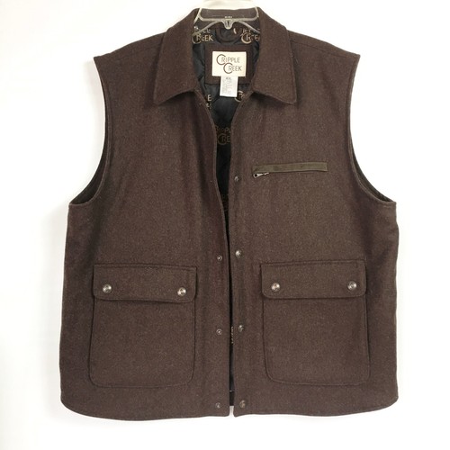 Cripple Creek Mens XXL Wool Melton Vest Chocolate Brown Snap Front