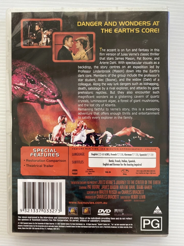DVD - Jules Verne's JOURNEY TO THE CENTER OF THE EARTH (1959) R4 - James Mason - image 2 of 2
