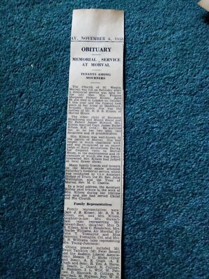 Kvc21  Ephemera 1958 article the late Frances kitson morval 