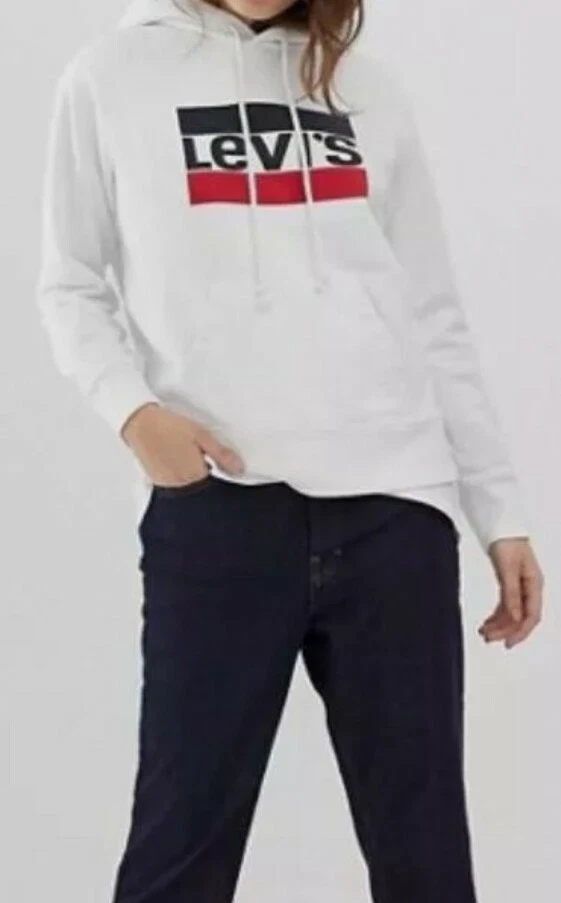 Levi’s Women's Graphic Sport Hoodie In White, Size M