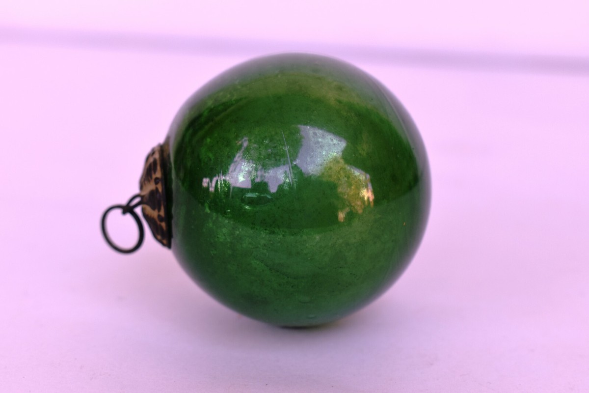 Antique Kugel Décorations Vert Verre Balle Mercury Ruche