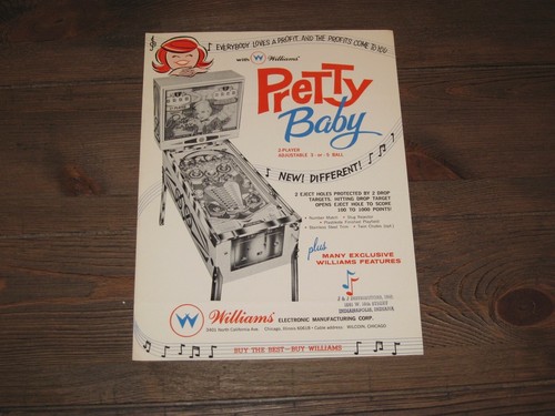 Pretty Baby Williams Pinball Flyer / Brochure/ Ad - Hard to Find