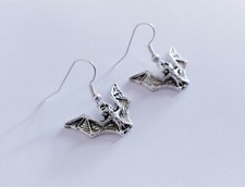 Bat Earrings, Flying Bat Dangle Earrings, Gothic Earrings, Halloween Jewelry