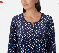 Nautica Women's 2 PC Fleece Pajama Sleepwear SET MULTI BLUE DOTS L USED