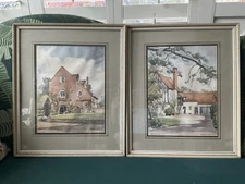 Vintage Mid Century Signed R. Harley Smith Lithograph Drawing Painting Old Mill 