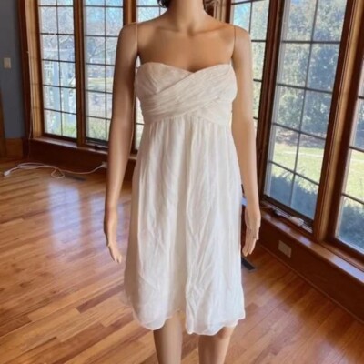 *JCrew Ivory Silk Strapless Empire Waist Short Wedding Dress