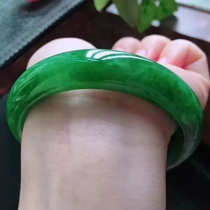 Certified Natural High Ice Green Burmese Jadeite Bangle Bracelet 55-62mm