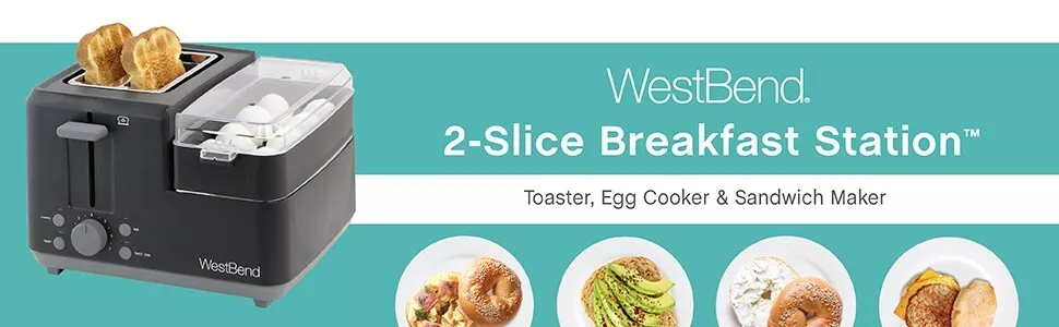 West Bend 2-Slice Breakfast Station Toaster & Egg Cooker