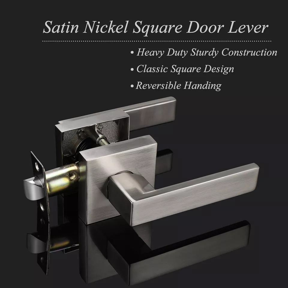 Brushed Nickel Entry Lock Privacy Passage Dummy Door Locks Levers Handles keyed - Image 4 of 4