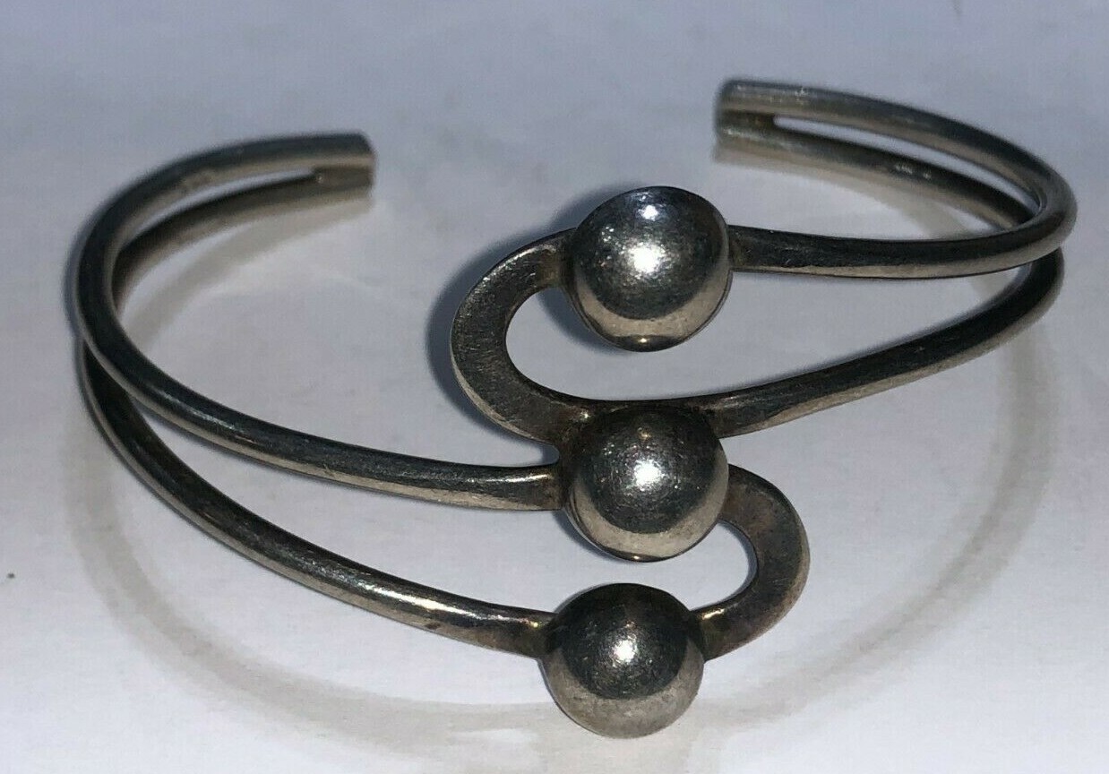 3 Circle Wrap Around Design Signed Adjustable Cuf… - image 9