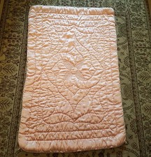 Vintage Quilted Satin Reversible Baby Comforter 53" x 33"