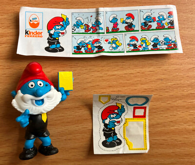 Kinder Überraschungsfigur - Papa Schlumpf Fußball Schiedsrichter mit Pfeife - Die Schlümpfe 1989