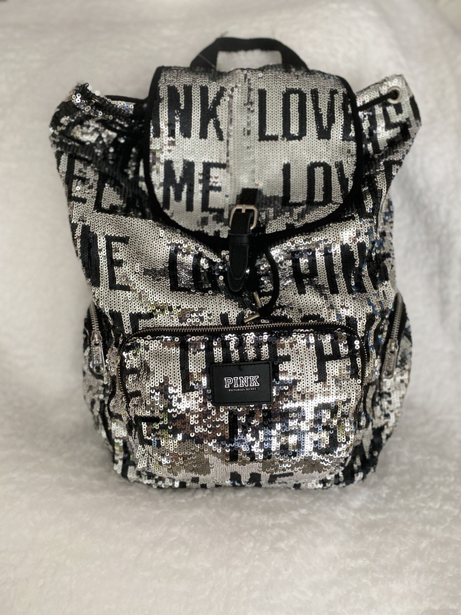 Victoria Secret PINK | Black Rhinestone Canvas Stud Backpack | One Size Victoria main image 2