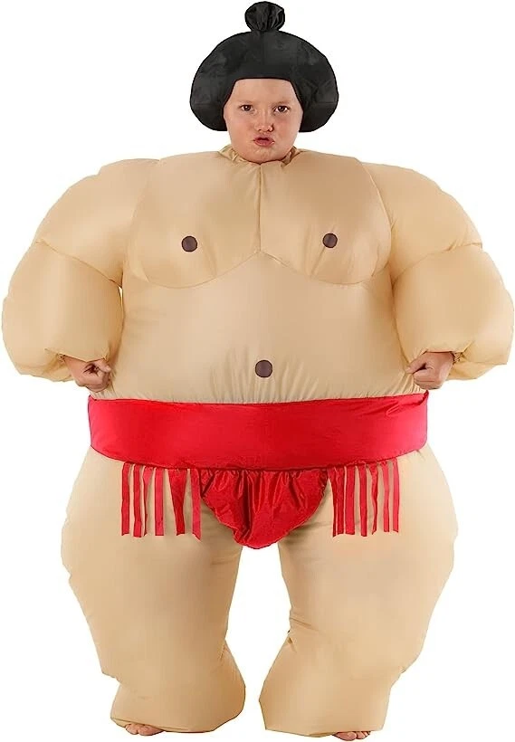 Disfraz de luchador de sumo inflable rojo para niños traje de grasa inflable Halloween O/S Foto 2 de 4