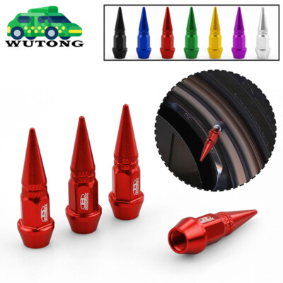 Aluminum Tire Valve Caps 4-Pack Spike Style Valve Stem Caps | Polished Aluminum Alloy Tire Valve Covers In Red Red Wheel Accessories - Foto 2