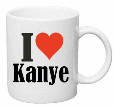 Kaffeetasse I Love Kanye Keramik Höhe 9,5cm in Weiß