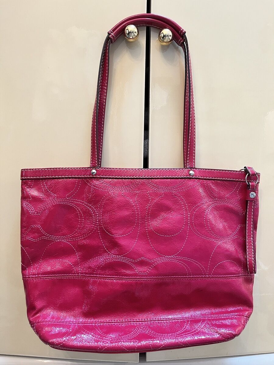 Coach Vintage Y2K Stitched C Stripe Berry Pink Patent Coach Vintage Y2K Stitched C Stripe Berry Pink Patent