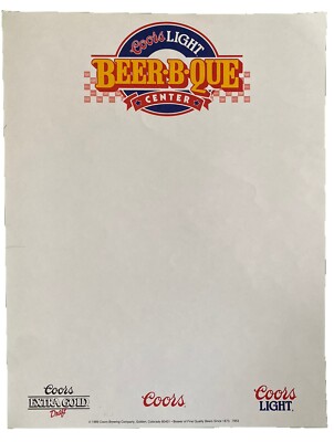 Vintage 1980s Coors Light Beer-B-Que Brewery Advertising Letterhead Golden CO