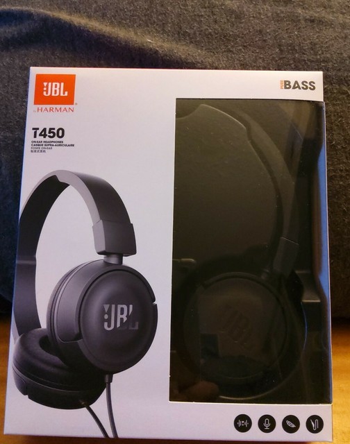 JBL T450 Wired on ear headphones - 1 button remote with Microphone  JBLT450BLK for sale online | eBay