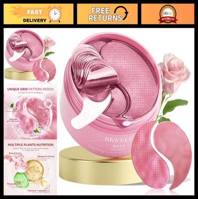 BREYLEE Rose Under Eye Patches 60 Pcs for Puffy Eyes Hydrating Firming