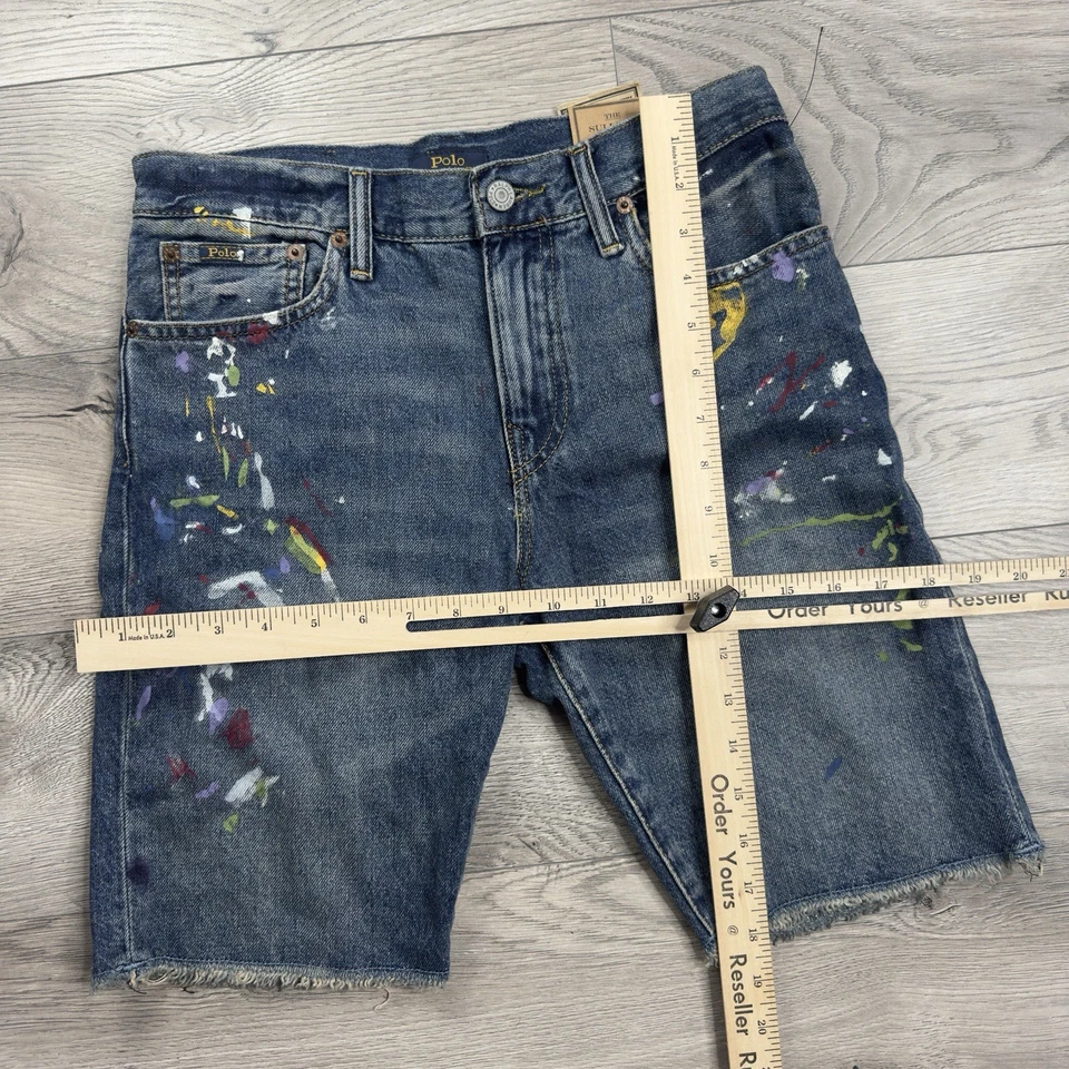 Pantalones Cortos de Denim Polo Ralph Lauren para Niños Pintura Salpicaduras Sullivan Ajustados Talla 16 Nuevos con Etiquetas Foto 2 de 4