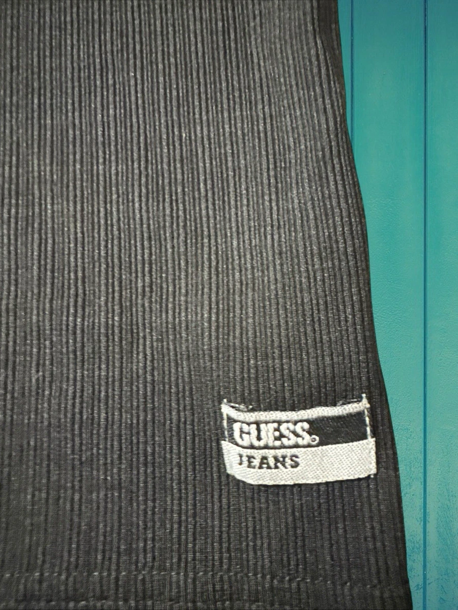 Camisa de hombre Guess Jeans texturizada manga corta rara negra difícil de encontrar clásica talla XL NUEVA SIN ETIQUETAS