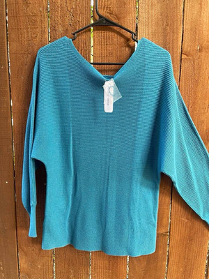 NWT Tommy Bahama $115 Bonita Dolman Sleeve Teal Boatneck Sweater Sz S
