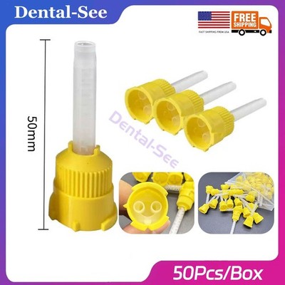 Dental Impression Mixing Tips 1:1 Ratio Yellow 50mm Yellow Short 50Pcs/Pack USA