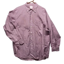 Brooks Brothers Mens Shirt Sz 17-4 Red Gingham Button Down Collar Single Pocket