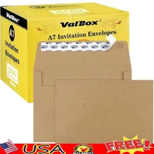 200 Pack A7 Brown Invitation Envelopes Self-Seal Kraft Paper Privacy Protection