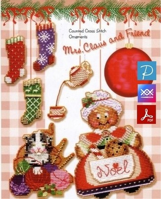 Frau Claus und Freund Weihnachten Kreuzstich Muster Brooke's Books