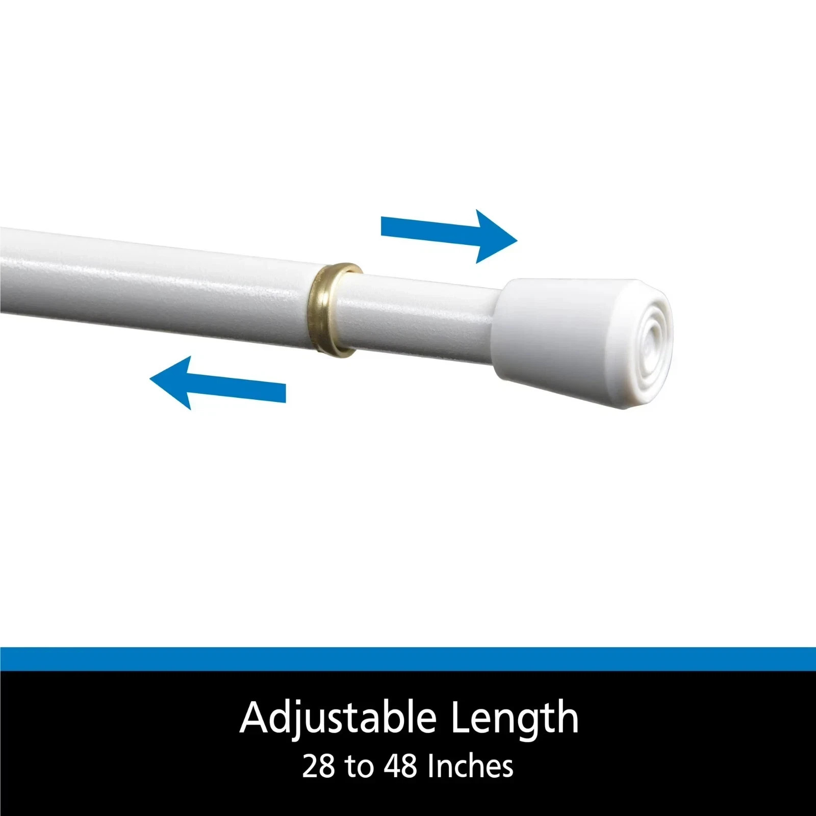 Mainstays Adjustable Curtain Rod 28-48 in White Spring Tension Steel 7/16