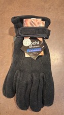 Bochi Brothers Black Fleece Gloves Wrist Strap One Size Fits Most NWT