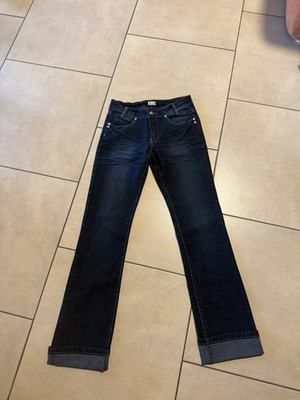 Outfit Fashion NKD Jeans Gr. 34 schwarz dunkelblau Glitzer Muster Umschlag Damen