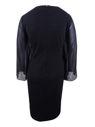Calvin Klein Women's Embellished Chiffon-Sleeve Dress (2, Black) - 第 2/2 張圖片