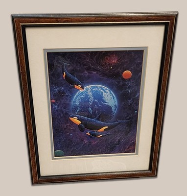Vintage 1991 WHALES Psychedelic Print by Paul Andrew Bean (15.75'' x 12.25'')