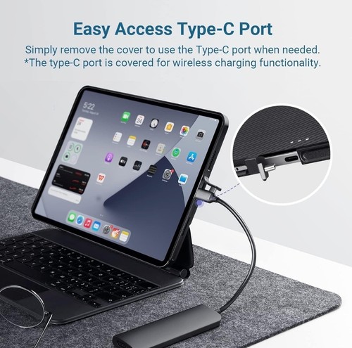 PITAKA iPad Pro 12.9 Custodia di Ricarica Wireless Magnetica 6a/5a Generazione Tastiera Compat - Foto 7 di 13