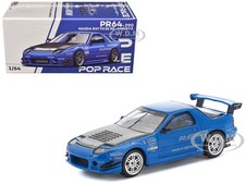 MAZDA RX7 (FC3S) RE AMEMIYA RHD BLUE 1/64 DIECAST MODEL CAR BY POP RACE PR640290