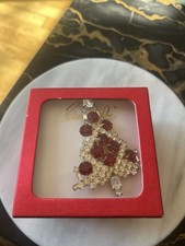 Eisenberg Ice Brooch Pin Christmas Tree Rhinestone, Faux ruby NIB rare costume