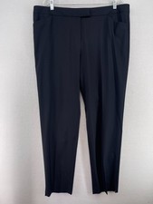 LAFAYETTE 148 NEW YORK Pants 16 Slim Trouser Stretch Wool Twill Navy Blue