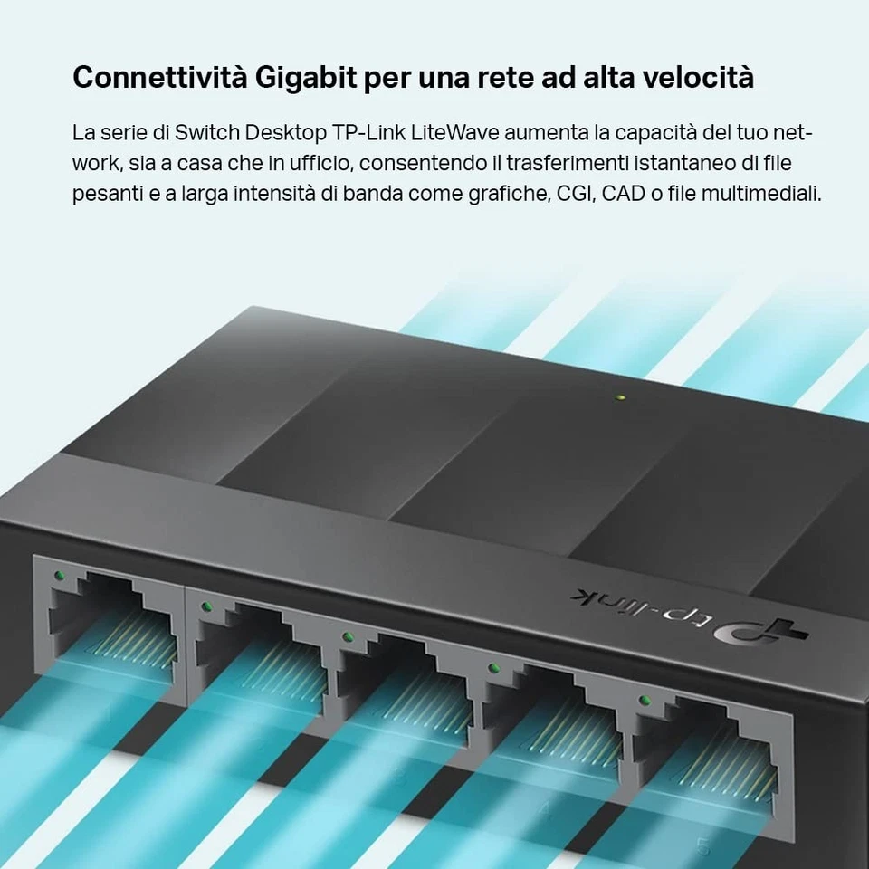 TP Link LS1005G Switch Ethernet 5 Porte Gigabit Sdoppiatore Ethernet Ideale per - Immagine 4 di 4
