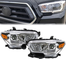Chrome Projector Halogen Headlights Headlamps with LED DRL Compatible with 2016-