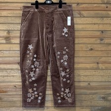Anthropologie PILCRO The Wanderer Brown Velvet Women  s Pants Bling Size 36 NWT