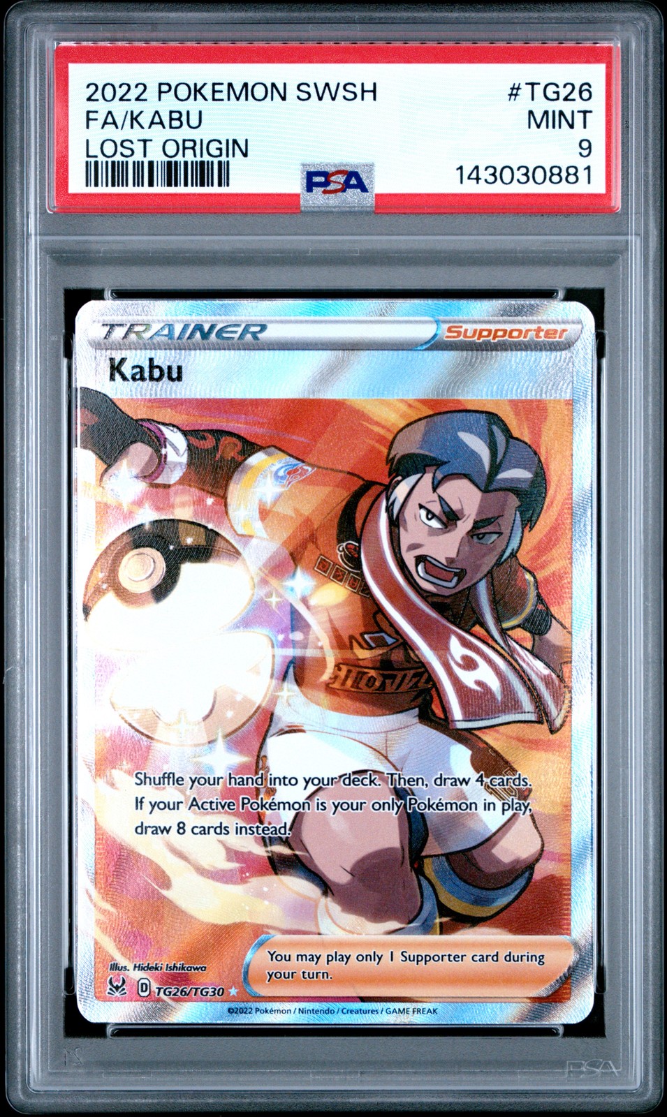2022 POKEMON SWORD & SHIELD LOST ORIGIN #TG26 FULL ART/KABU PSA 9
