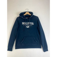 Holister Navy Embroidered Logo Hoodie Size Small 00437