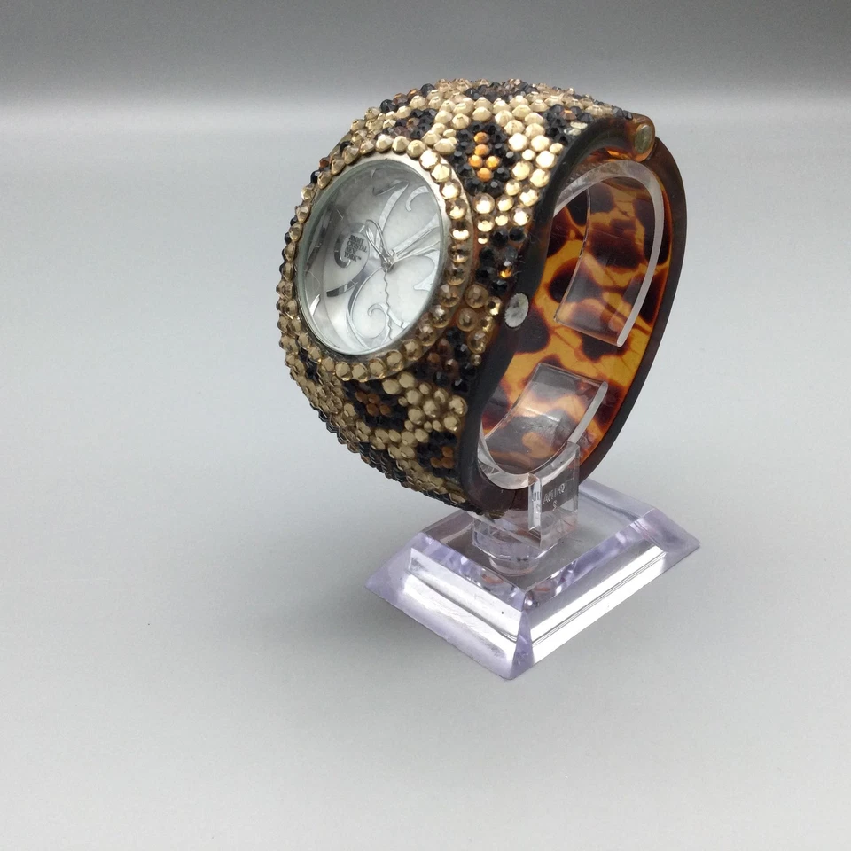 Reloj Brazalete Jimmy Crystal New York Leopardo Mujer 46mm Puño Batería Nueva 6.75" Foto 4 de 4