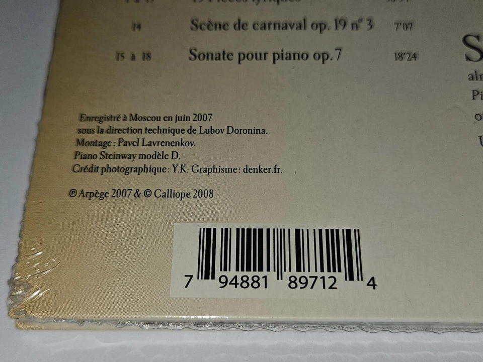 Elena Filonova: Grieg Sonate pour Piano Op. 7 CD 2008 Calliope *NEW/SEALED* - Image 3 of 3